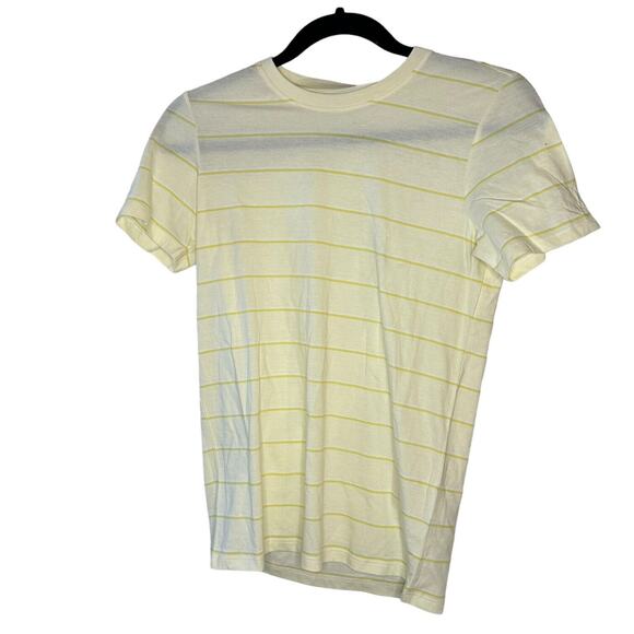 everlane organic cotton tee shirt crew neck yellow stripe women small - Picture 2 of 8